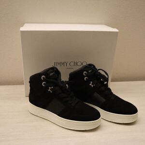 Jimmy Choo Women's Sz 36.5 US 6.5 Black Suede Hawaii High Top Sneakers